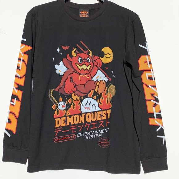 Black 100% cotton longsleeve with multi color digital print, unisex fit, NWT! - Picture 6 of 6